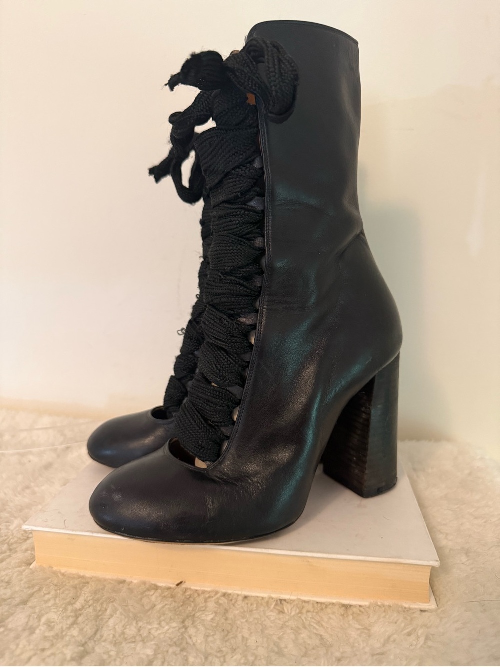 Chloe Black Lace-Up High Heel Ankle Boots Beautiful EU37 - Picture 2 of 13